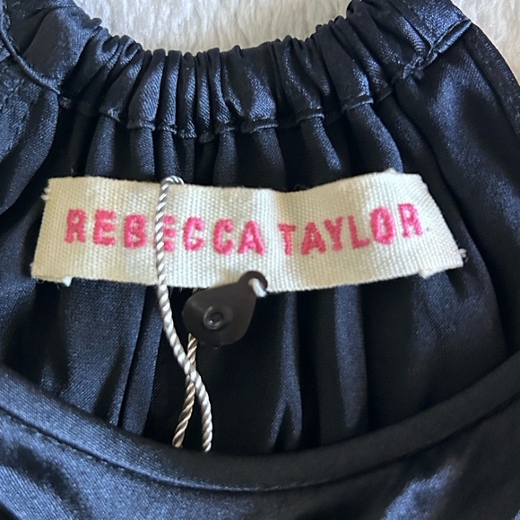 Rebecca Taylor Navy Blue Silk Blend Crossback Flowy Spaghetti Strap Tank Size 0 - Picture 7 of 8